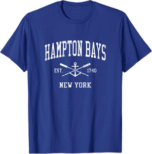 Hampton Bays NY Vintage Crossed Oars & Boat Anchor Sports T-Shirt - T-Shirt | Royal