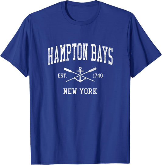 Hampton Bays NY Vintage Crossed Oars & Boat Anchor Sports T-Shirt - T-Shirt | Royal