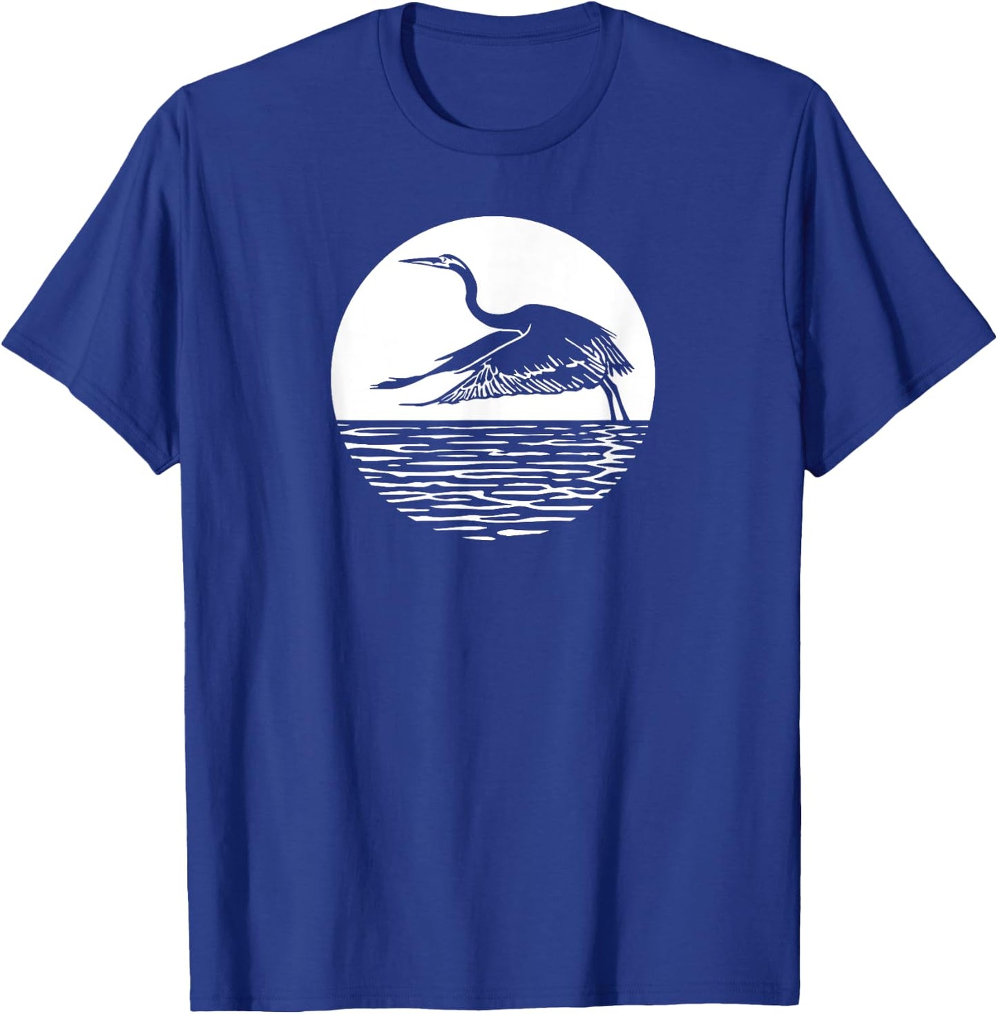 Great Graceful Blue Heron Flying in front of Sun T-Shirt - T-Shirt | Royal