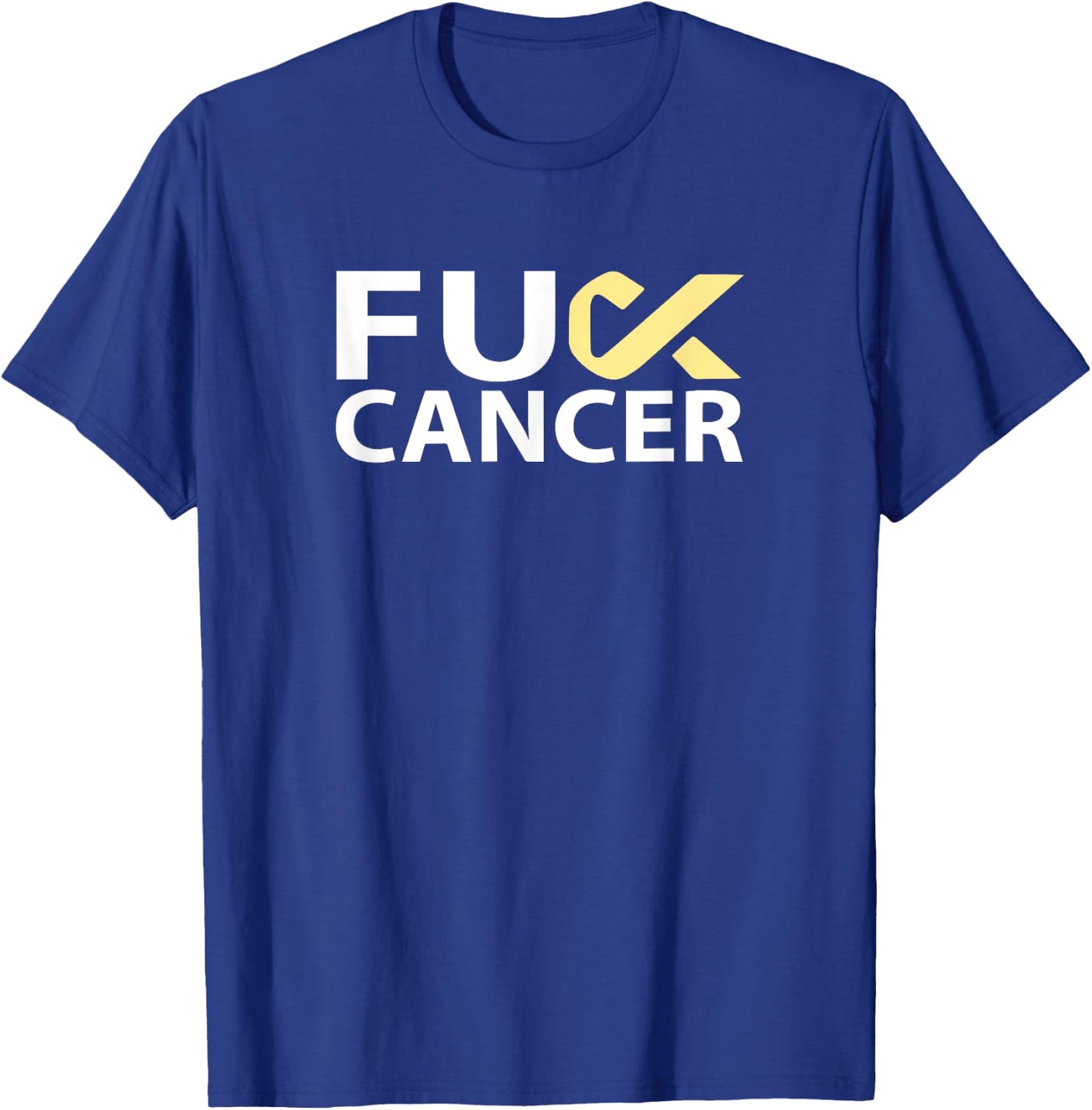 Fuck Bone Cancer F U FU Yellow Ribbon Cancer Awareness T-Shirt - T-Shirt | Royal