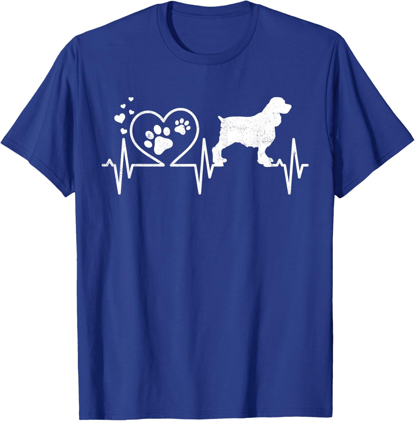 English Springer Spaniel Mom Mama Dad Heartbeat Heart Gift T-Shirt - T-Shirt | Royal