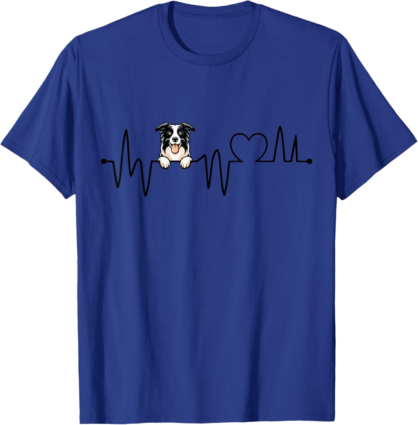 Border Collie Heartbeat - Men Women Kids Border Lover T-Shirt - T-Shirt | Royal