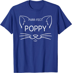 Purr-fect Poppy Funny Cat Lover Grandfather Kitten Owner T-Shirt - T-Shirt | Royal