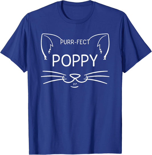 Purr-fect Poppy Funny Cat Lover Grandfather Kitten Owner T-Shirt - T-Shirt | Royal