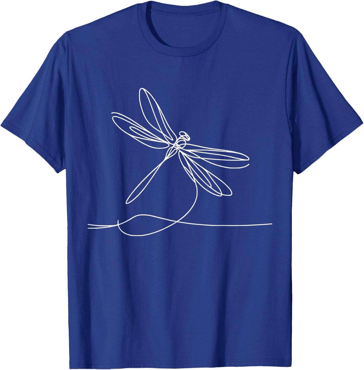 Elegant Line Art Simple Drawing Artwork Dragonfly T-Shirt - T-Shirt | Royal