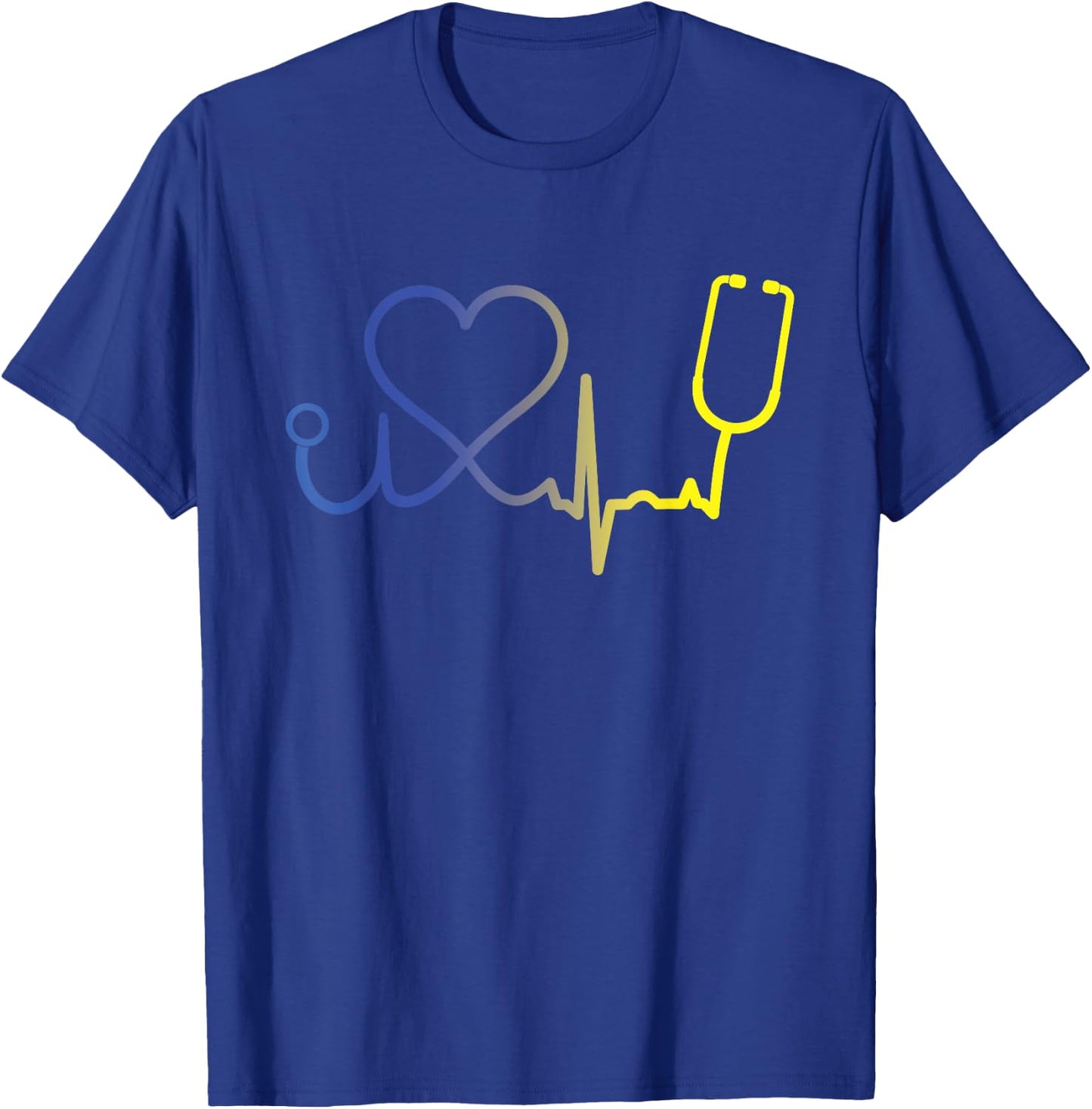 Heartbeat Down Syndrome Awareness Nurse Heart T-Shirt - T-Shirt | Royal