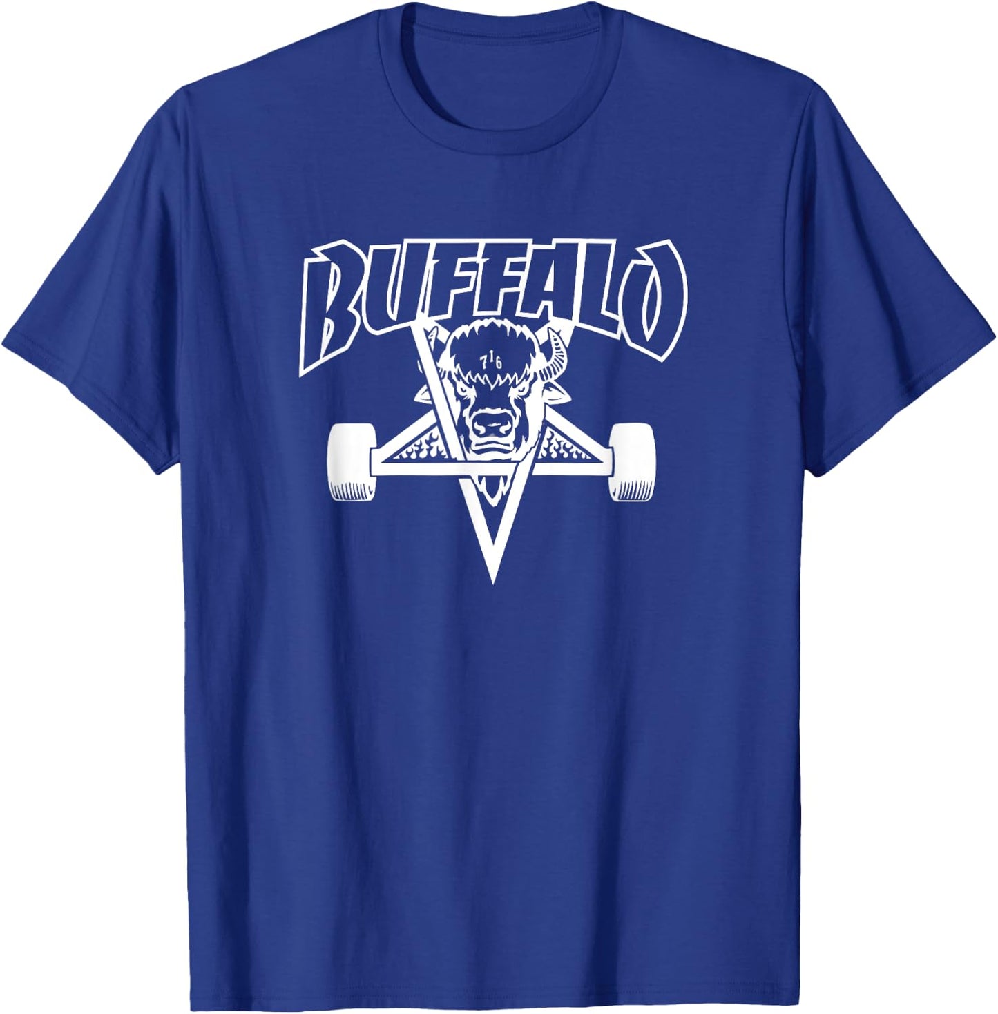 BUFFALO NY bison head New York 716 BFLO sk8 pentagram rock T-Shirt - T-Shirt | Royal