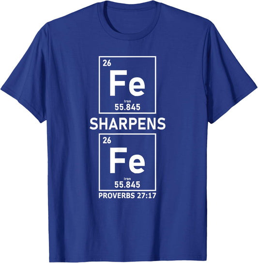 Iron Sharpens Iron Christian Guys Periodic Table Elements T-Shirt - T-Shirt | Royal