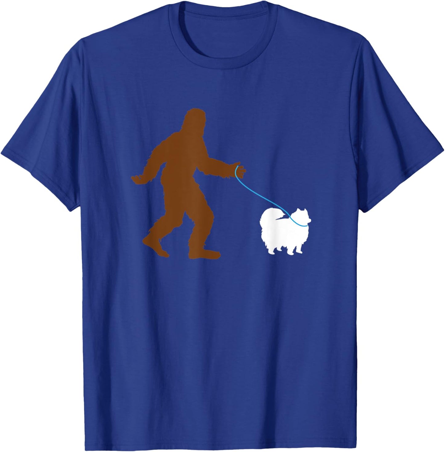 Bigfoot Walking Pomeranian Dog Gift Sasquatch Pet Owner Cute T-Shirt - T-Shirt | Royal