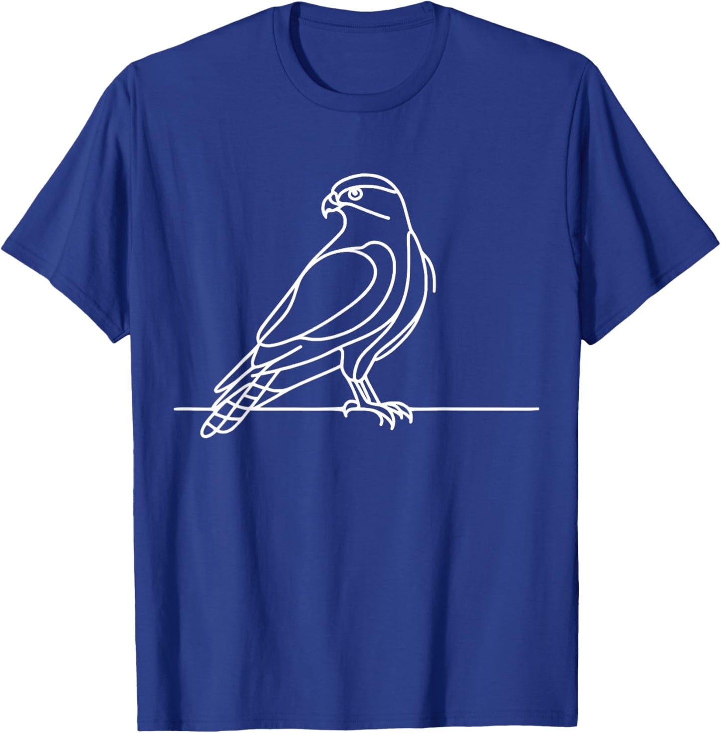Line Art Bird & Ornithologist Cooper'S Hawk T-Shirt - T-Shirt | Royal