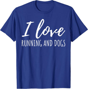 I love running and dogs Gift dog lover women men T-Shirt - T-Shirt | Royal