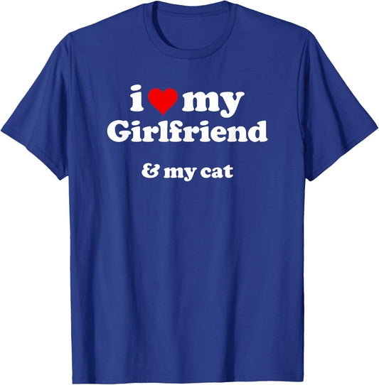 I Heart My Girlfriend & My Cat T-Shirt - T-Shirt | Royal
