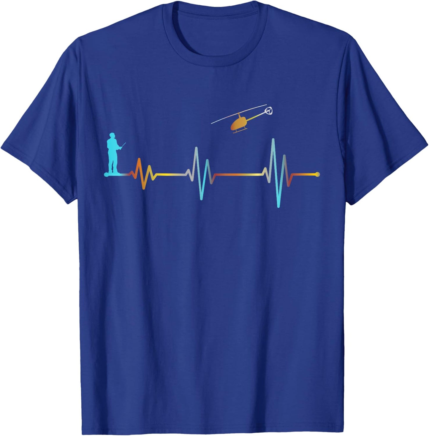 Heartbeat RC Helicopter Heartbeat Helicopter Retro Vintage T-Shirt - T-Shirt | Royal