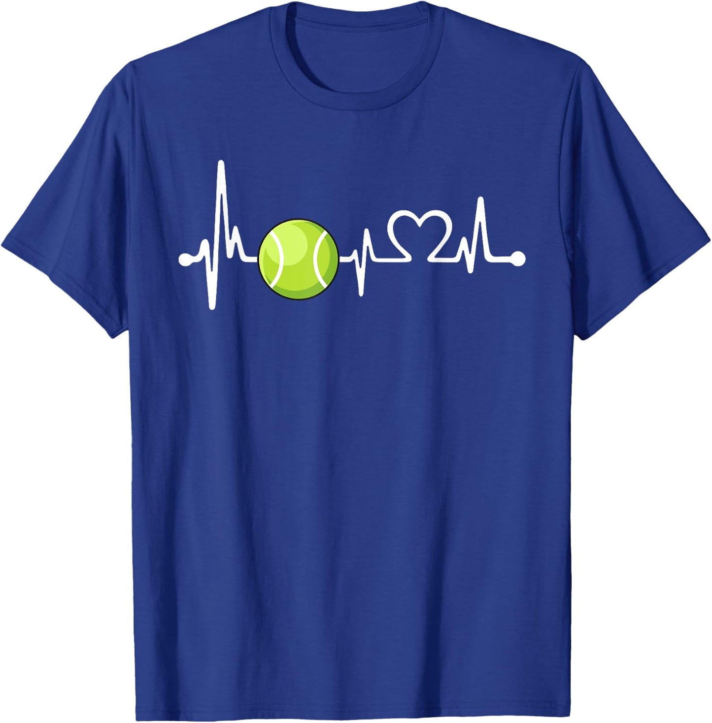 Funny Tennis Coach & Player Gift | Love Tennis Heartbeat T-Shirt - T-Shirt | Royal
