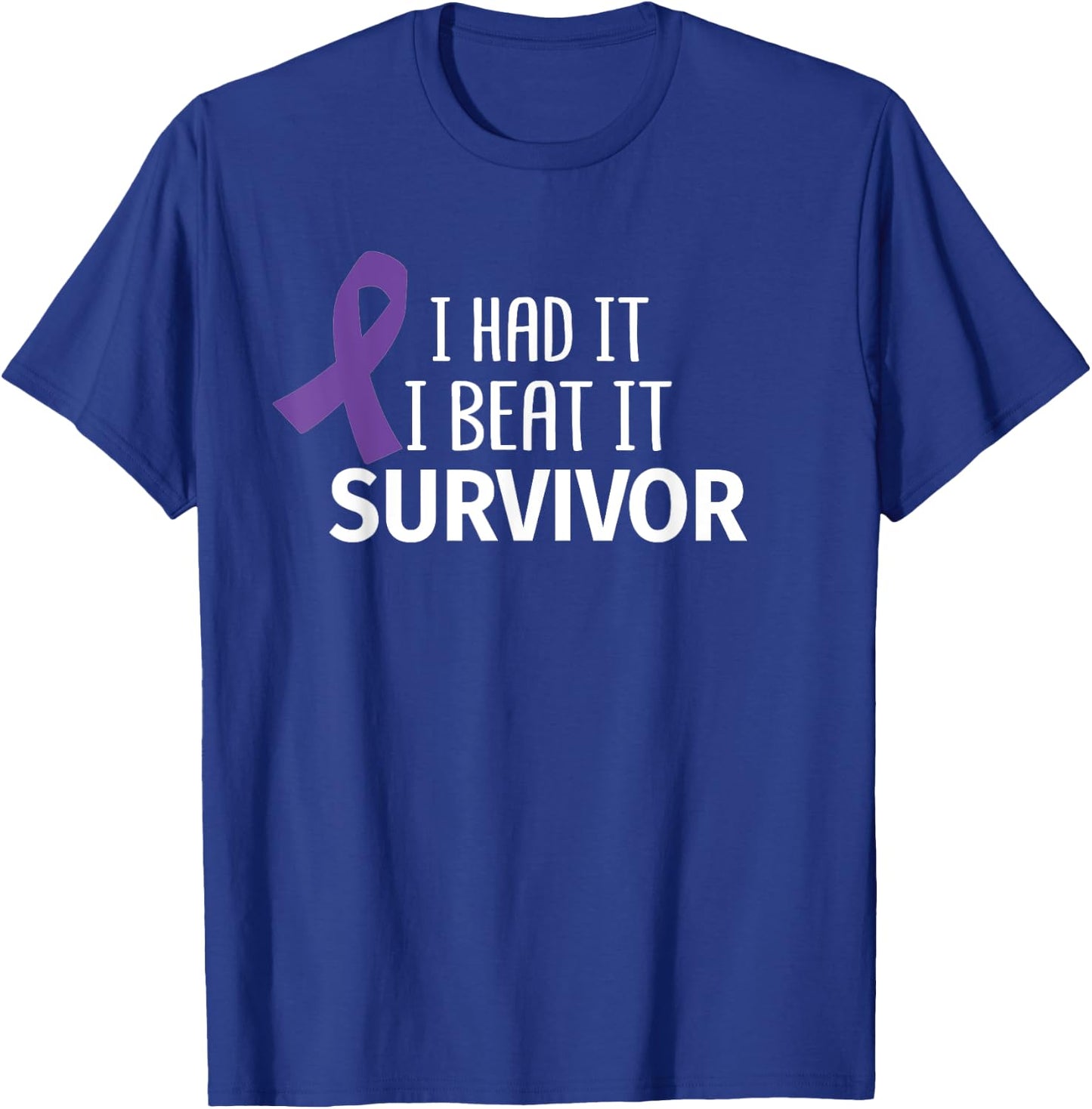 Pancreatic Cancer I Had It I Beat It Survivor Purple Ribbon T-Shirt - T-Shirt | Royal
