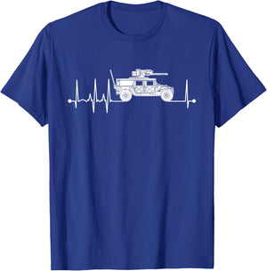 Humvee Heartbeat Military Pulse ECG Humvee T-Shirt - T-Shirt | Royal