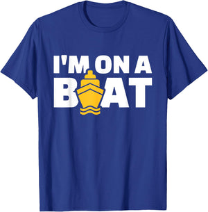 Cruise gifts Men's Black Modern Casual I'm on a Boat T-Shirt - T-Shirt | Royal