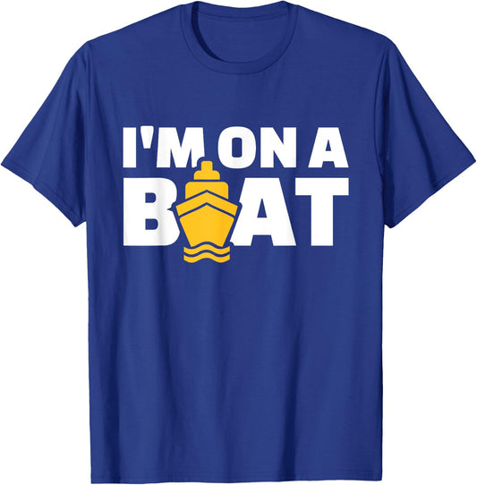 Cruise gifts Men's Black Modern Casual I'm on a Boat T-Shirt - T-Shirt | Royal