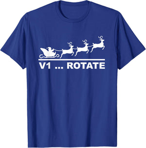 Santa Take Off Sleigh V1 Rotate Funny Pilot Christmas Gifts T-Shirt - T-Shirt | Royal