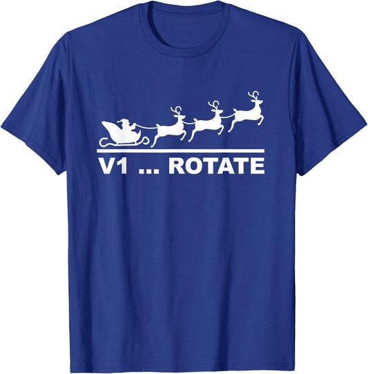 Santa Take Off Sleigh V1 Rotate Funny Pilot Christmas Gifts T-Shirt - T-Shirt | Royal