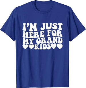 I'm Just Here For My Grandkids Funny Grandma Mama Groovy T-Shirt - T-Shirt | Royal