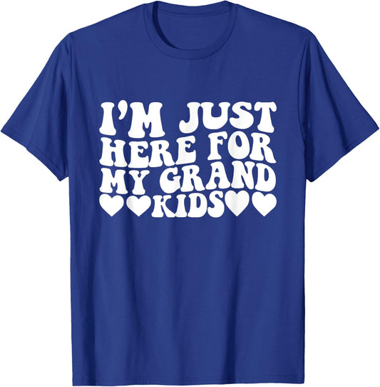 I'm Just Here For My Grandkids Funny Grandma Mama Groovy T-Shirt - T-Shirt | Royal