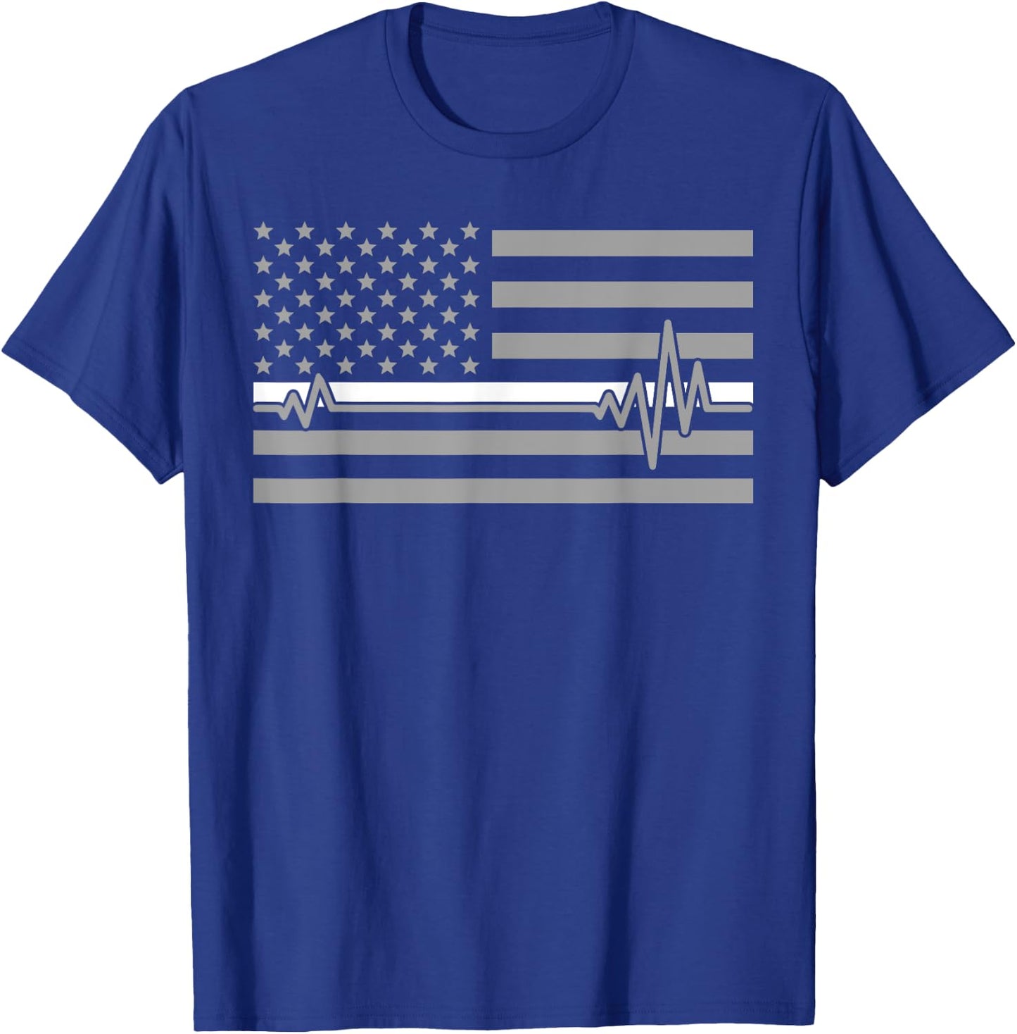 Thin Line In White Us Flag Heartbeat Paramedic Love Shirt T-Shirt - T-Shirt | Royal
