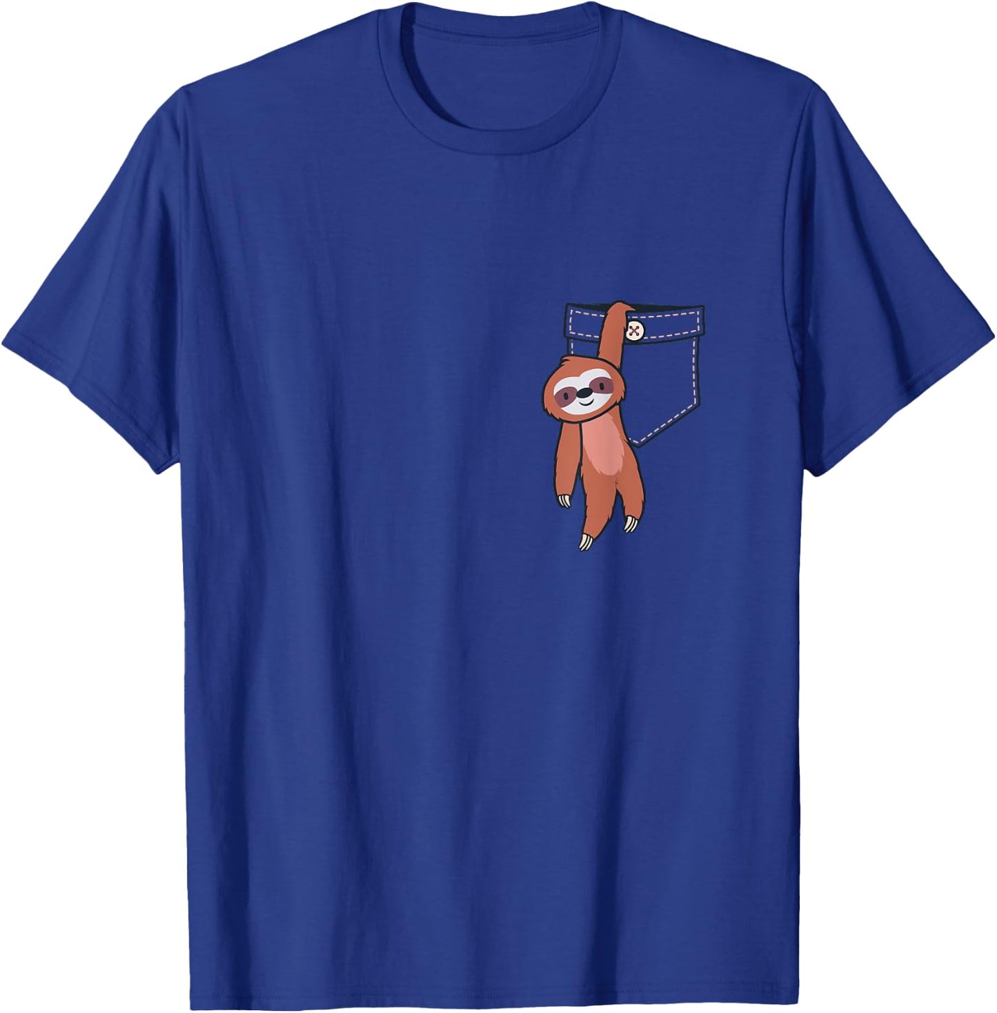 Sloth Shirt Women & Cute Sloth Lover Gifts Kids Sloth in Pocket Black Small Classic Fit Cotton, Polyester Short Sleeve Christmas Sloth Gift T-Shirt - T-Shirt | Royal