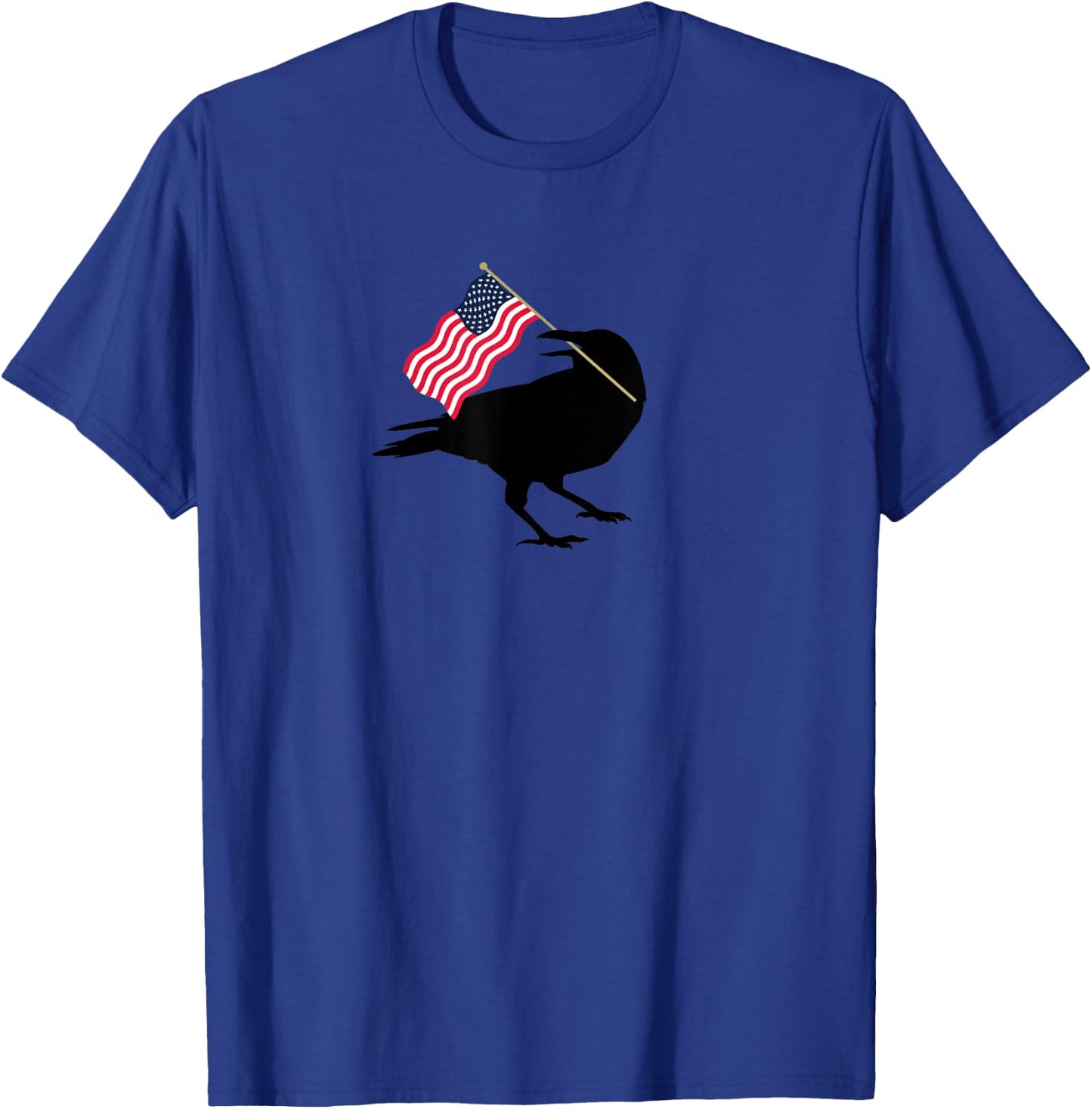 Patriotic Blackbird Crow with American Flag for Bird Lovers T-Shirt - T-Shirt | Royal