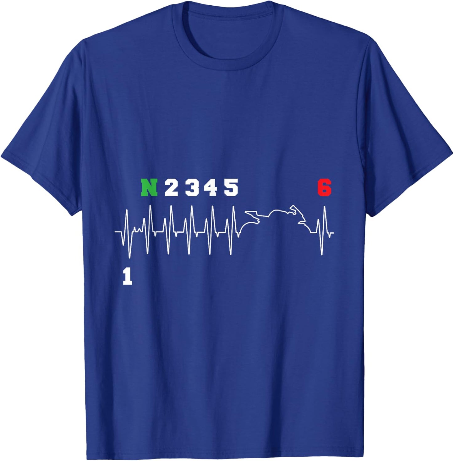 Motorcyclist Heartbeat ECG Motorcycle Bike Gearshift Biker T-Shirt - T-Shirt | Royal