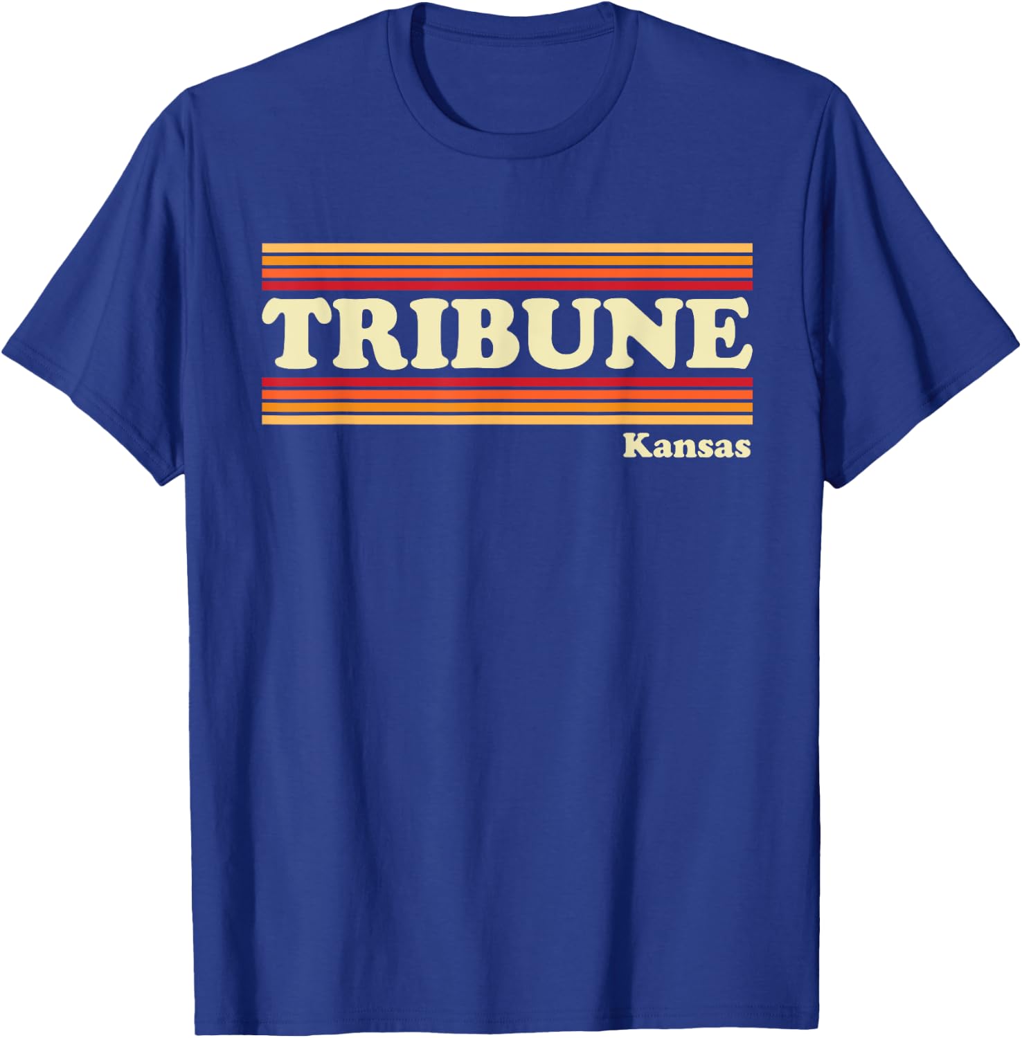 Vintage 1980s Graphic Style Tribune, Kansas T-Shirt - T-Shirt | Royal