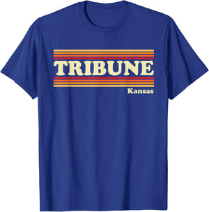 Vintage 1980s Graphic Style Tribune, Kansas T-Shirt - T-Shirt | Royal