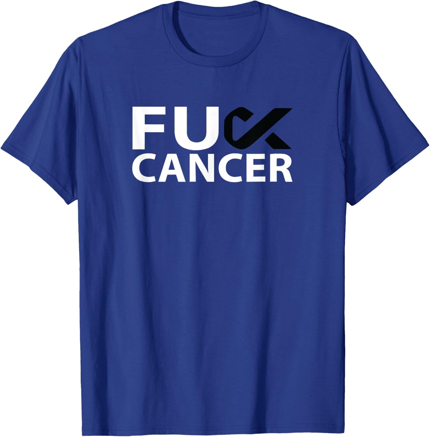 Fuck Melanoma Cancer F U FU Black Ribbon Cancer Awareness T-Shirt - T-Shirt | Royal