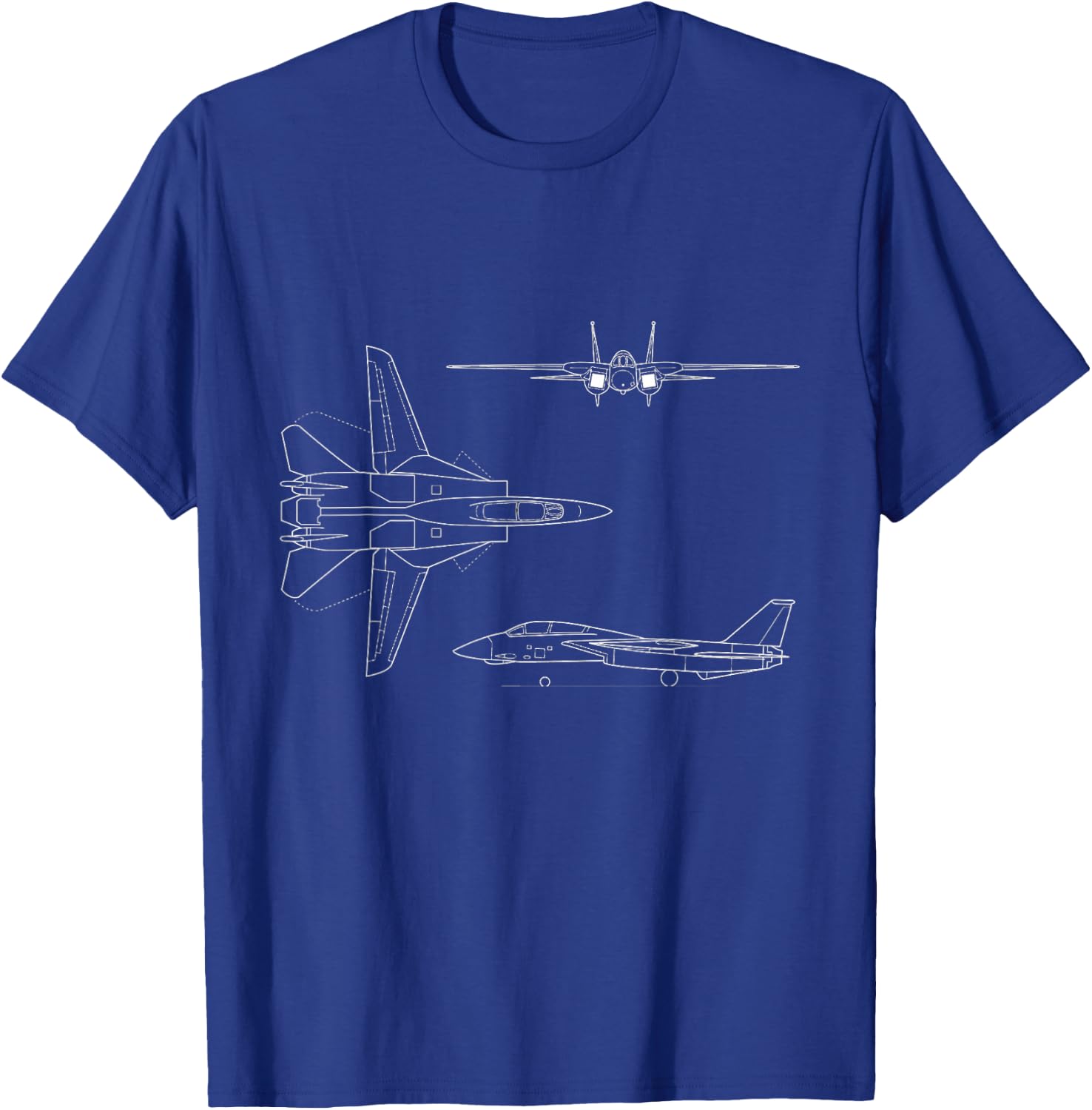 F14 Tomcat Navy Fighter Jet Diagram Blueprint Sketch T-Shirt - T-Shirt | Royal