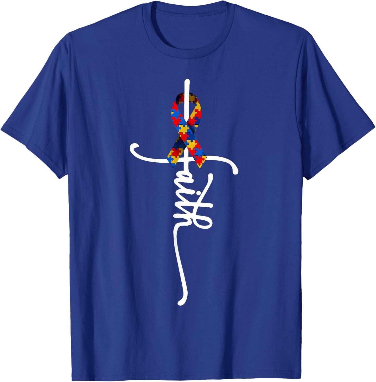 Autism Faith Cross Autism Autistic Gifts Autism Awareness T-Shirt - T-Shirt | Royal