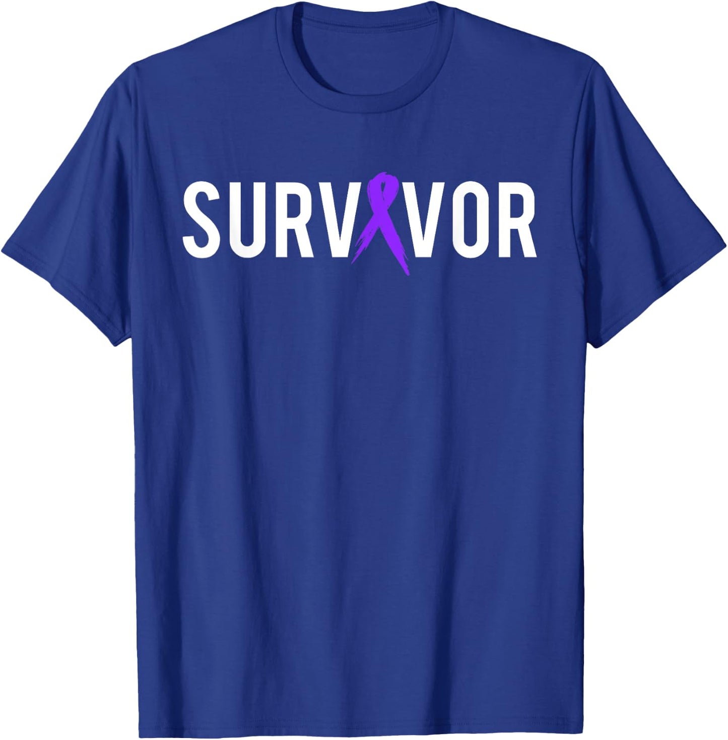Pancreatic Cancer Survivor Design Gift With Support Ribbon T-Shirt - T-Shirt | Royal