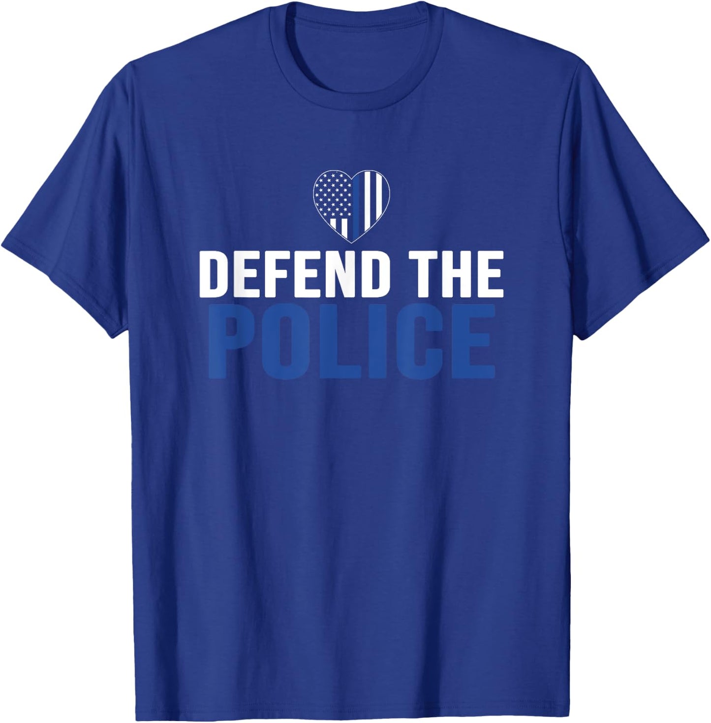 Defend The Police Defund The Media Backs Blue Line USA Flag T-Shirt - T-Shirt | Royal