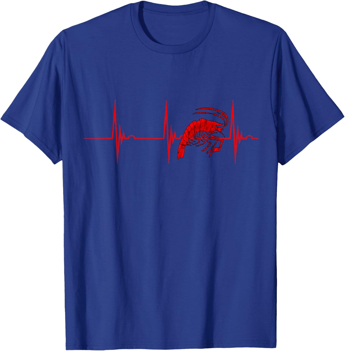 Shrimp Heartbeat EKG Pulse Crustacean Seafood Shrimping T-Shirt - T-Shirt | Royal