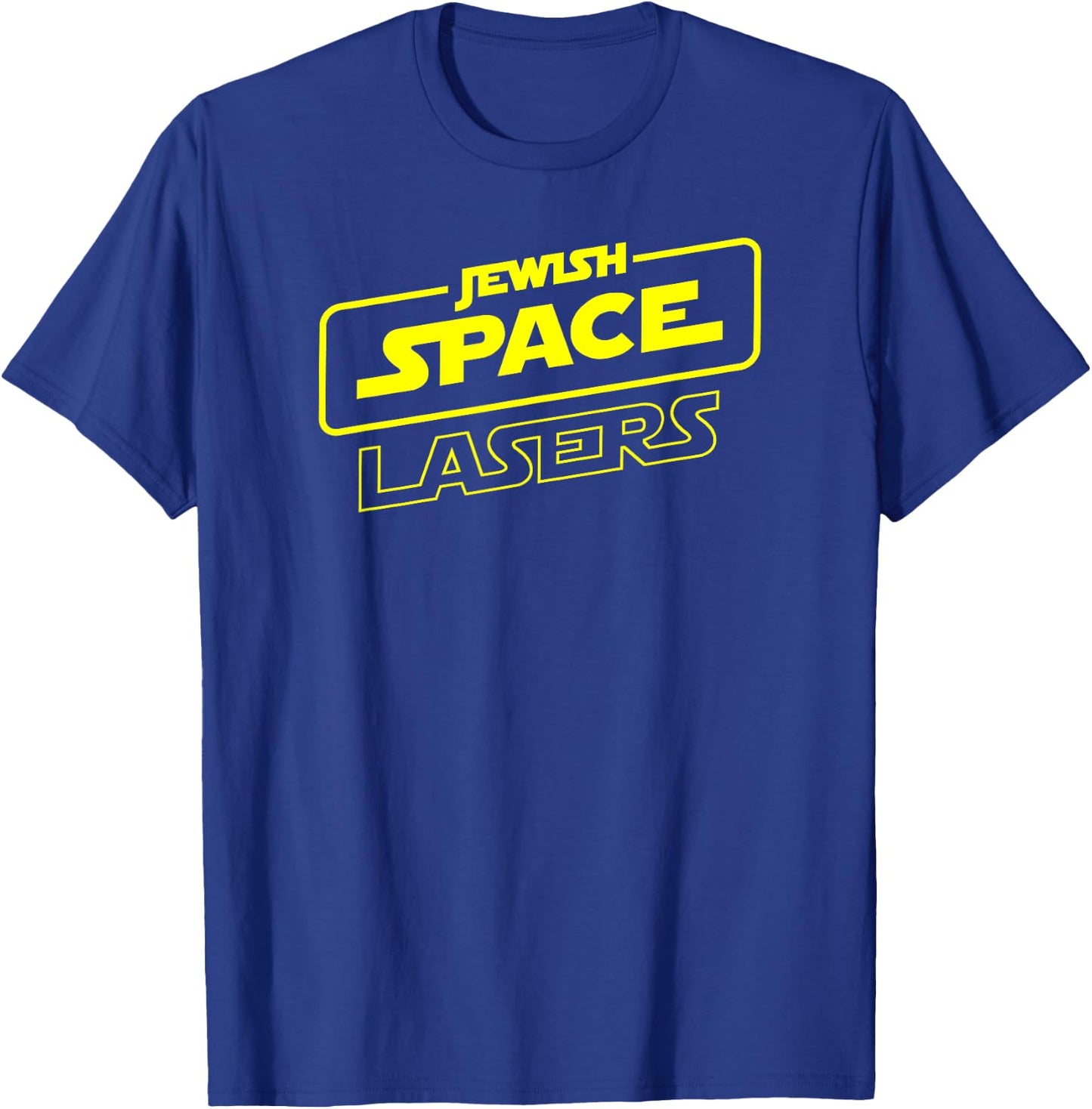 Jewish Space Lasers in Yellow Text -- Sci-fi Themed Design T-Shirt - T-Shirt | Royal
