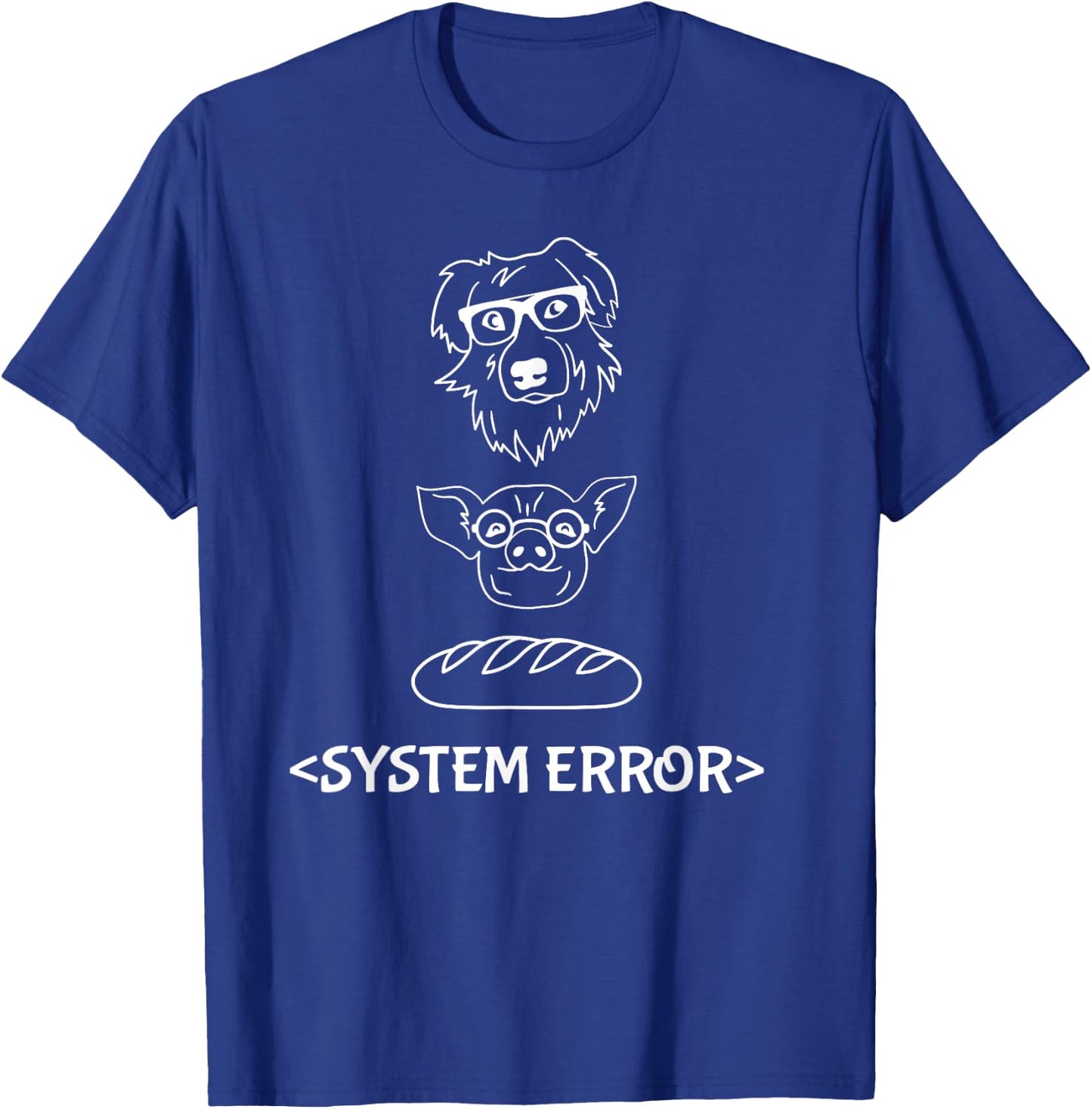 Dog Pig Loaf of Bread System Error Monchi the Pug Robot Women Girls Kids T-Shirt - T-Shirt | Royal
