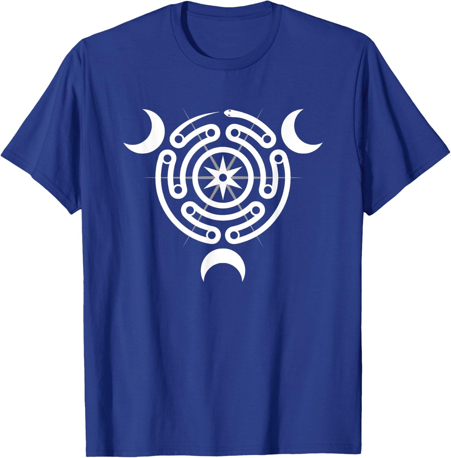 Hecate's Wheel Moon Goddess Serpent Labyrinth with 3 Moons T-Shirt - T-Shirt | Royal