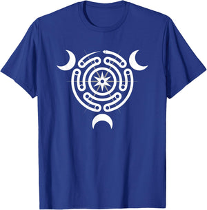 Hecate's Wheel Moon Goddess Serpent Labyrinth with 3 Moons T-Shirt - T-Shirt | Royal