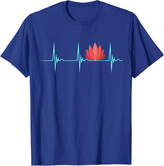 Massage Therapist Heartbeat EKG Pulse Namaste Flower Relax T-Shirt - T-Shirt | Royal