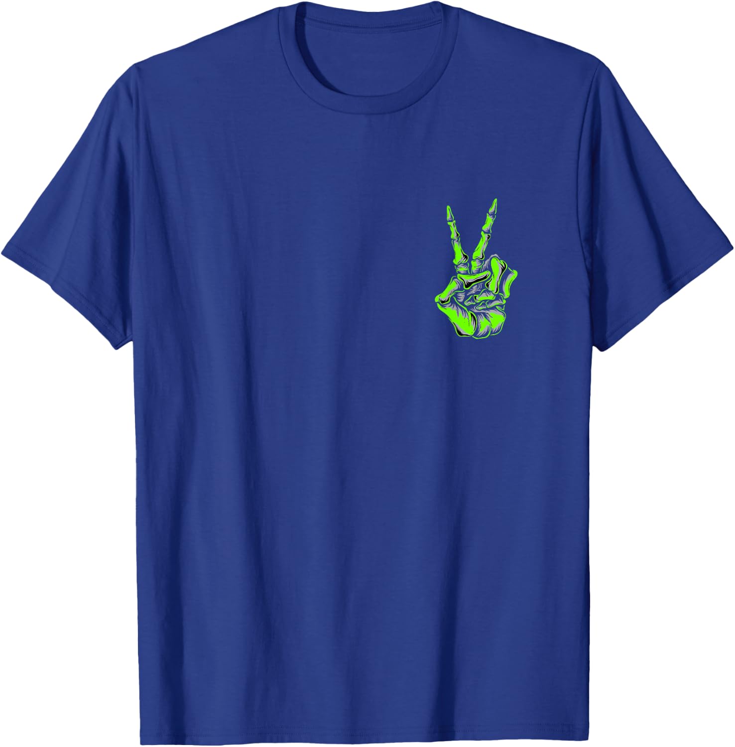 Green Skeleton Peace Sign Green Color Graphic T-Shirt - T-Shirt | Royal