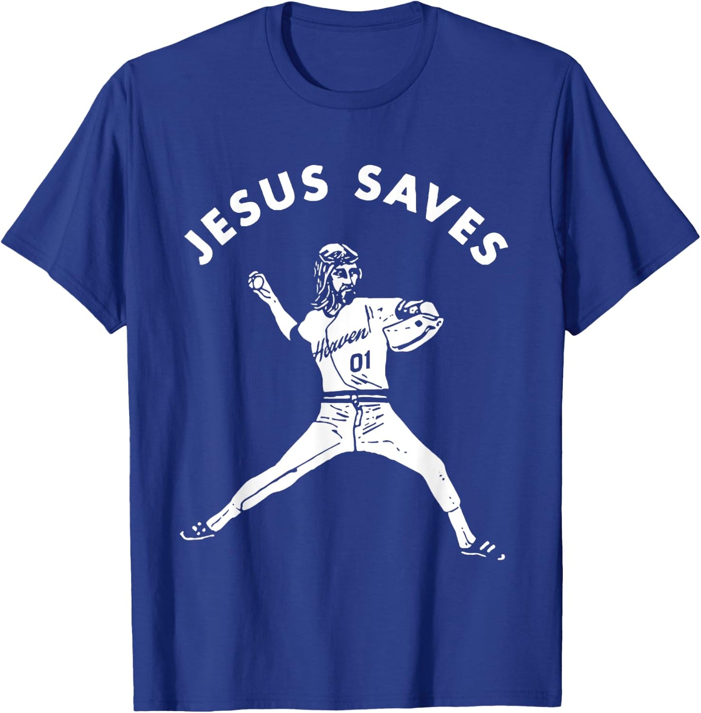 Jesus Saves Religious Christian Faith Baseball Shirt T-Shirt - T-Shirt | Royal