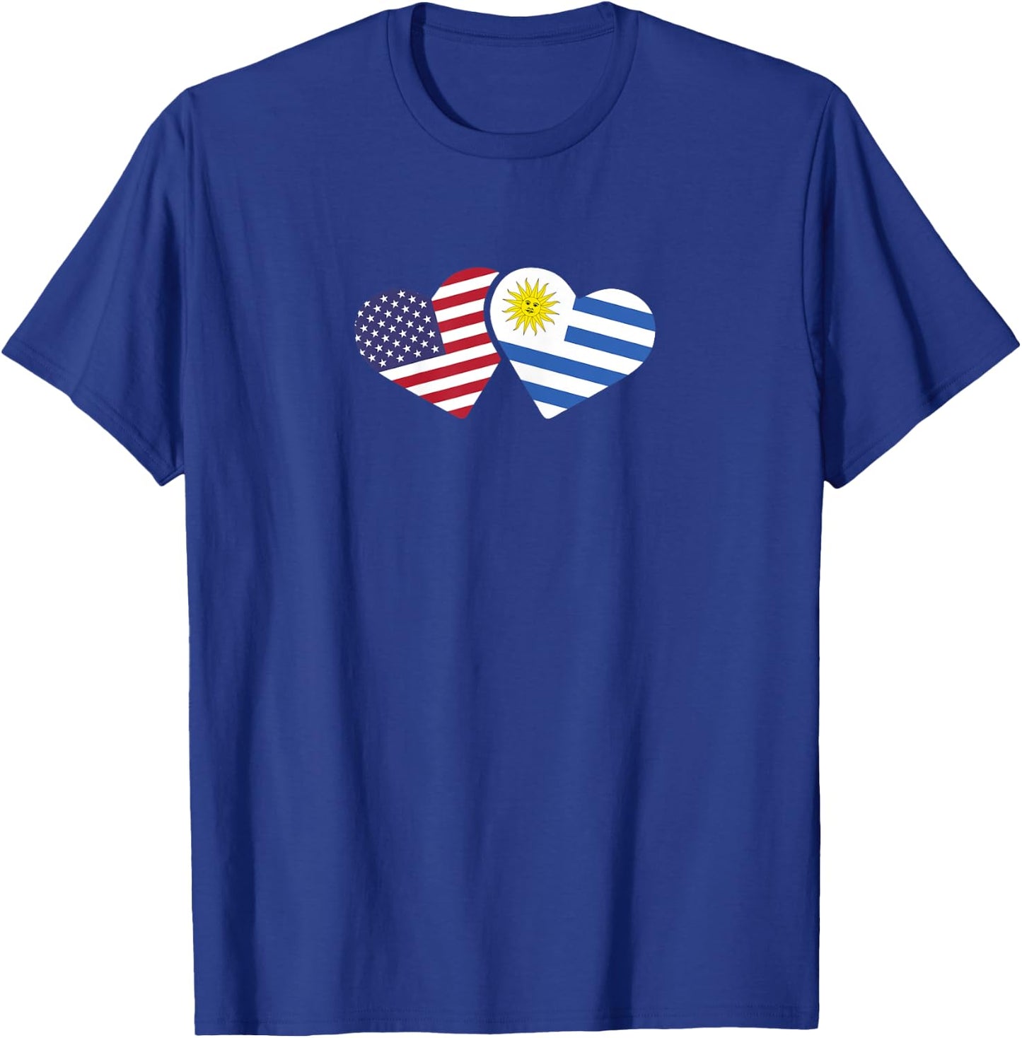 USA Uruguay Flag T Shirt Hearts Uruguayan American Love Gift T-Shirt - T-Shirt | Royal