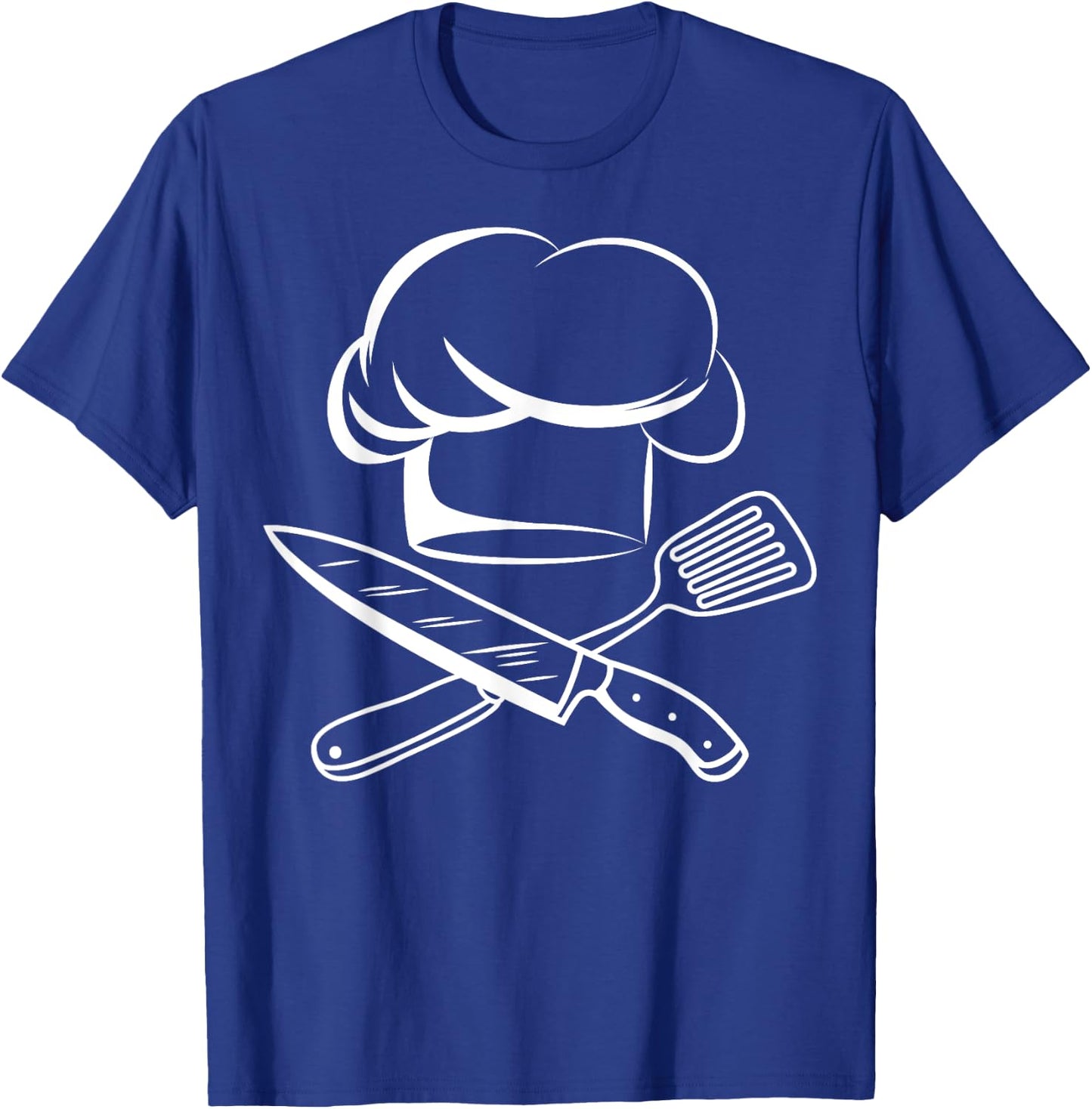 Chef Hat Chief Cook Apparel -Adults Black Cotton 60% Polyester 40% Modern Cartoon Small T-Shirt - T-Shirt | Royal