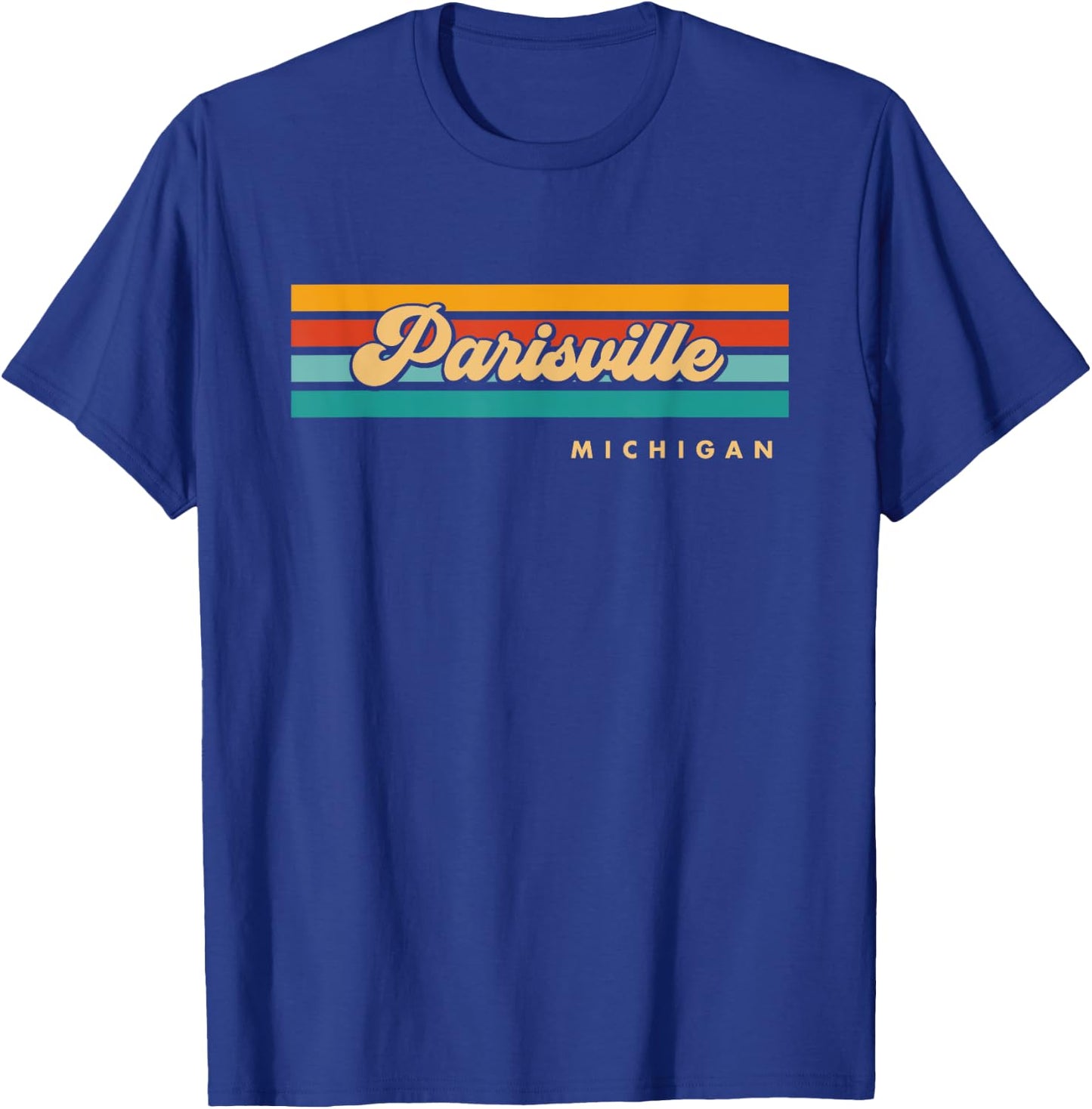 Vintage Sunset Stripes Parisville, Michigan T-Shirt - T-Shirt | Royal