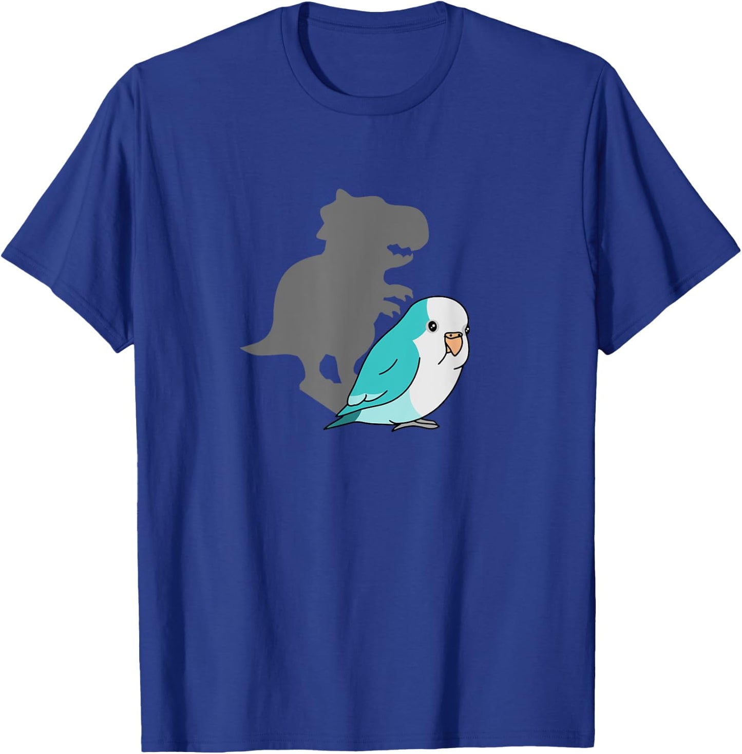 Chubby Blue quaker T-rex Cute Parrot Doodle Dinosaur Shadow T-Shirt - T-Shirt | Royal