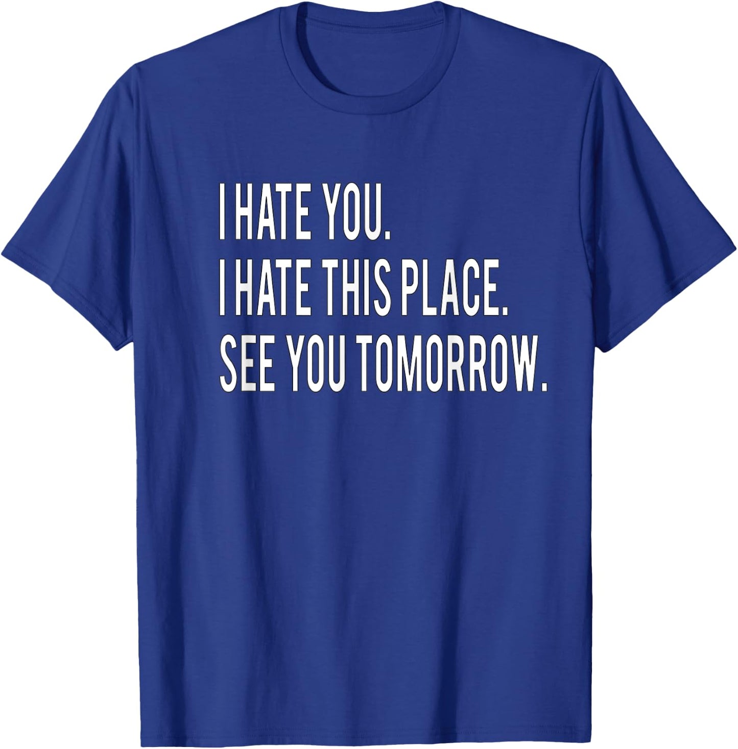 I Hate You This Place See You Tomorrow Funny Fitness Workout T-Shirt - T-Shirt | Royal